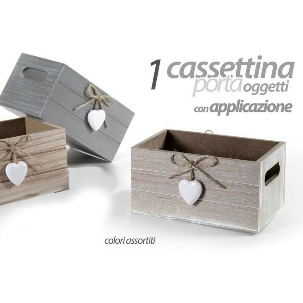 Trade Shop - Cassetta Cassettina Porta Oggetti Legno Rettangolare 17x9x7cm  Vari Colori 763779