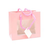 Shopper in cartoncino rosa con finestra trasparente 16x8x14cm-8001294857204
