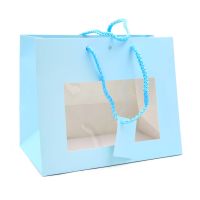 Shopper in cartoncino azzuro con finestra trasparente 24x14xh19.5cm-8001294857235