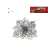 Stella di Natale Argento artificiale con pinzetta 20cm -8033113393235