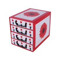 Cassettiera 4 cassetti verticale 35.5x25.5x29cm Flowers Rosso-8033695872081
