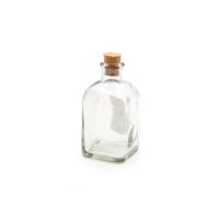 Bottiglia piccola in vetro base quadrata e tappo in sughero 125ml-8435509127958