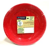 Piatto monouso Rosso in carta compostabile Ø23cm - 20pz-3353890725810